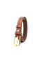Genuine Leather Yellow Buckle Women's Belt Width 2cm Tan - 6