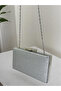 Silver Gray Lame Simili Non-Shedding Imported Kumsim Stone Handle Women's Evening Dress Bag - 7