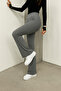 Women's Anthracite Brand Equivalent Combed Cotton Knitted Lycra Flexible Flared Leggings - 7