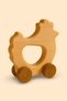 Wooden Chicken Wheel Toy – Handmade Montessori Natural Wooden Animal Figure Toy