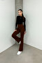 Women's Brown Brand Equivalent Combed Cotton Knitted Lycra Stretchy Flared Leggings - 4