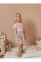 Girl's Short Sleeve Floral Patterned Holiday Skirt Suit - 3