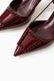Shiny Burgundy Stiletto | Vegan Leather, 7cm Heels, Ankle Strap, Buckle Pointed Toe Stylish Heels - 5