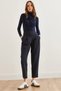 Women's Navy Blue Waist Detailed Pleated Polyviscose Carrot Pants Pnt- 19000293