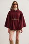 Women's Burgundy Belted Cashew Poncho Cardigan Hrk- 19000339 - 5