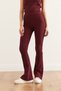 Women's Burgundy Spanish Style Ribbed Leggings Tyt-19000090 - 4
