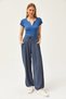 Women's Smoked Waist Lace Up Soft Textured Flowy Shalwar Trousers PNT-19000273 - 3