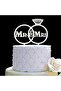 Mr & Mrs Cake Topper, Bride and Groom Wedding Engagement Decorations, Mirror Silver Acrylic