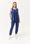 Women's Indigo Sleeveless Loose Blouse Bottom Top Crystal Suit TKM-19000271 - 6