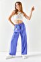 Women's Lilac Belted Elastic Waist Palazzo Ayrobin Trousers PNT-19000200 - 7