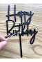 Happy Birthday Cake Topper, 1 Count Black Acrylic Glitter Wordart Decoration for Party Cakes - 2