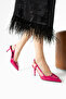 Bright Pink Stiletto | Vegan Leather, 7cm Heels, Ankle Strap, Buckle Pointed Toe Stylish Heels - 2