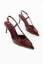 Shiny Burgundy Stiletto | Vegan Leather, 7cm Heels, Ankle Strap, Buckle Pointed Toe Stylish Heels - 4
