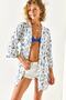 Women's Floral Navy Blue Patterned Woven Viscose Kimono KMN-00000064 - 8