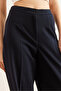 Women's Navy Blue Single Button Polyviscon Palazzo Trousers Pnt-19000296 - 8