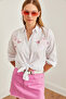 Women's Heart White Palm Sequin Detailed Woven Shirt Gml- 19001225 - 4