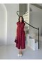 Burgundy Belt Detailed Shirt Collar Midi Dress - 2