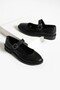 Black Matte Leather Buckle-Strapped Stylish Very Comfortable Sole Women's Loafer Ballerinas (Heel Height 2.5cm) - 4
