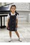New Season Stitch Embroidered Buttoned Front Denim Salopet Gilet Dress and T-Shirt - 4