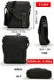 7059 Pretty Black Genuine Leather Water Resistant Waxed Canvas Messenger Shoulder School Bag - 2