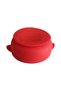 Silicone Feeding Set, Silicone Vacuum Food Bowl with Lid, Silicone Bib, Fork-Spoon / Red - 3