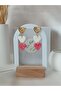 Pink White Heart Women Earrings Polymer Clay Earrings - 5