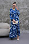 Full Length Buttoned Bat Sleeve Judge Collar Belt Dress - 2
