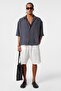 Oversize Short Sleeve Linen Shirt Anthracite