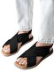 Elit Tera Women's Genuine Suede Leather Flat Sandals Black