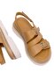 Elit Vesta Women's Genuine Leather Flat Sandals Brown - 5