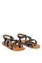 Elit Oriana Women's Genuine Leather Flat Sandals Black