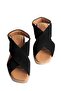 Elit Tera Women's Genuine Suede Leather Flat Sandals Black - 3