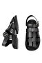 Elit Nerina Women's Genuine Leather Orthopedic Flat Sandals Black - 3