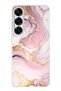Pink Marble Transparent Silicone Case Compatible with Samsung Galaxy S25 Plus