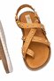 Elit Oriana Women's Genuine Leather Flat Sandals Brown - 5