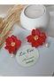Red Flower Earrings Polymer Clay Steel Women Earrings Pearl Detail - 4