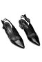 Elit Amina Women's Genuine Leather Classic Heeled Shoes Black - 2