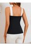 Women's Black and White Cross Strap Viscose Blouse – Stylish Summer Model with Terikoton Detail - 2
