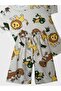 Boy's Beige Safari Patterned Short Sleeve Shorts Summer Pajama Set - 2