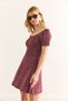 Women's Burgundy Madonna Collar Mini Viscose Dress Elb-19002402 - 3