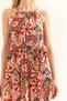 Women's Geometric Pink Halter Neck Belted Woven Viscon Dress Elb-19001548 - 5