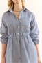 Women's Navy Blue Elastic Waist Pocket Maxi Shirt Dress Elb-19002398 - 7