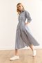 Women's Navy Blue Elastic Waist Pocket Maxi Shirt Dress Elb-19002398 - 4