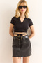Women's Black Polo Neck Lacing Detailed Polyviscon Crop Blouse Blz-19002960 - 3