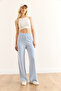 Women's Blue Elastic Waist Flowing Twist Pants Pnt-19000334 - 5