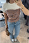 Ecru Brown Checked Blouse with Gathered Front - 2