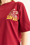 Women's Burgundy Slow Bliss Front Back Printed Cotton T-Shirt Tsh-19000896 - 7