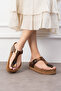 Madrid Genuine Leather Cork Sole Flip Flops High Eva Women's Slippers - 3
