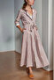 Tile Self-Adhesive Belt Pieces Pocketed Linen Kilos Shirt Dress