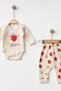 Newborn Baby Girl Floral Pattern Snap Body Bottom Top Set Baby Outfit - 2